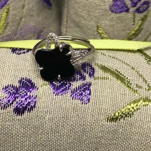 Emerald black jade 925 silver rings